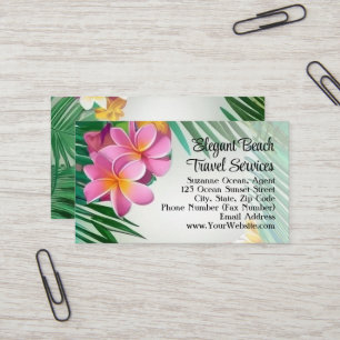 Tarjeta De Visita Tropical Plumeria Flower Spa Beach Travel