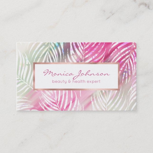 Tarjeta De Visita Tropical se ruboriza la acuarela blanca de la (Anverso)