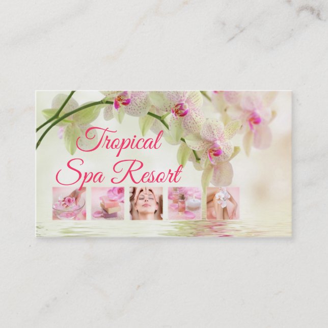 Tarjeta De Visita Tropical Spa Resort Creamy Business Card (Anverso)