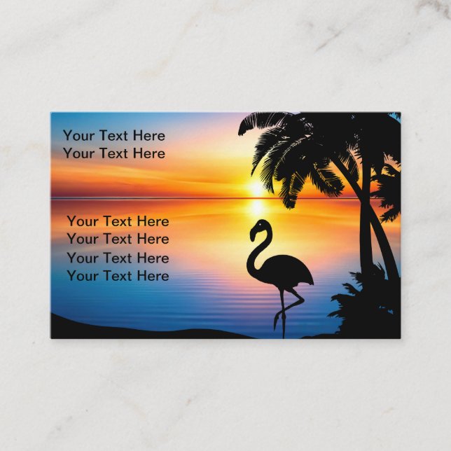 Tarjeta De Visita Tropical Sunset Scenic Business Cards Design (Anverso)