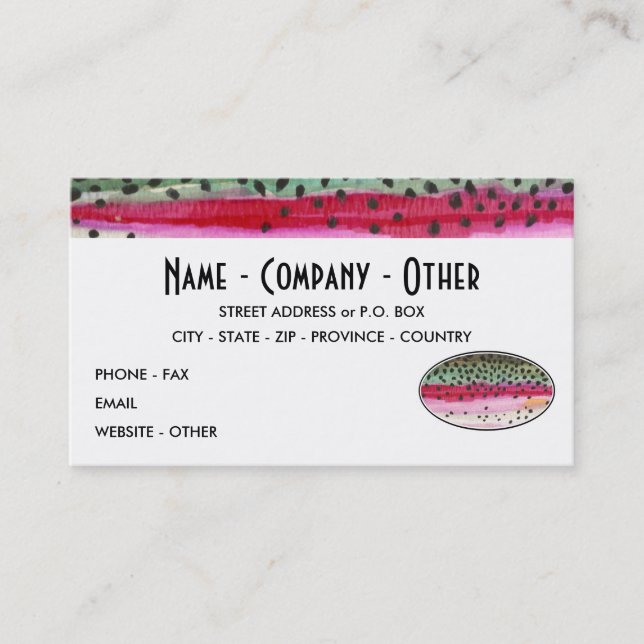 Tarjeta De Visita Trucha arcoíris personalizada (Anverso)