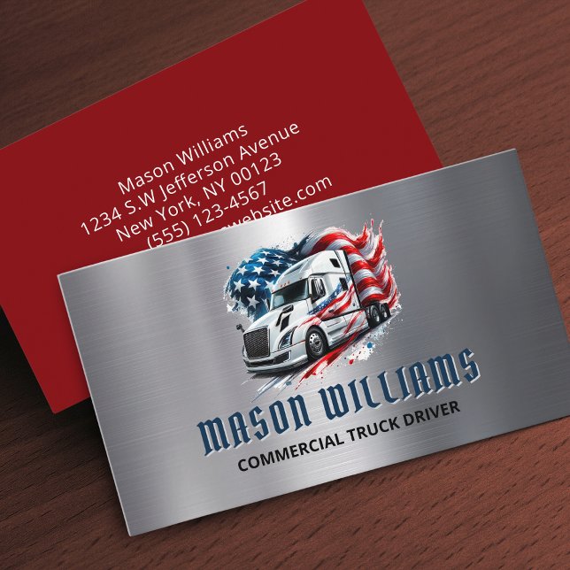 Tarjeta De Visita Trucking Transport Trucker Company American Flag (Subido por el creador)
