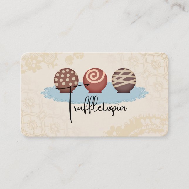 Tarjeta De Visita trufas de chocolate con caramelos haciendo negocio (Anverso)