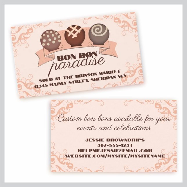 Tarjeta De Visita trufas de chocolate con caramelos haciendo negocio (Subido por el creador)