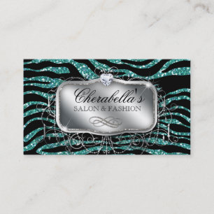 Tarjeta De Visita Trullo elegante del purpurina de la cebra del