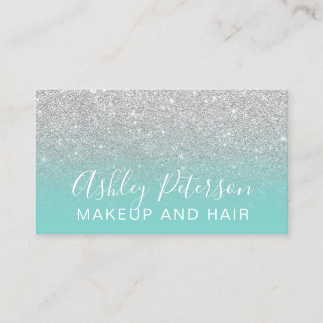 Tarjeta De Visita Trullo elegante del purpurina de la plata de la (Anverso)