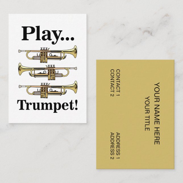 Tarjeta De Visita Trumpet Instrument Trumpeter Musician (Anverso / Reverso)