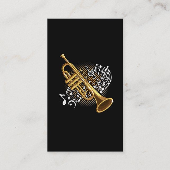 Tarjeta De Visita Trumpet Player Musical Notes Jazz Music Art (Anverso)