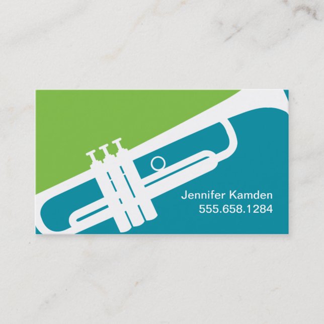 Tarjeta De Visita Trumpet Player Teacher Musical Instrumental Studio (Anverso)