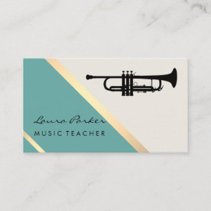 Tarjeta De Visita Trumpet: Profesor de música retro Gold