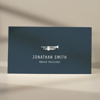 Tarjeta De Visita Trumpet Professional Music Teacher Navy Blue