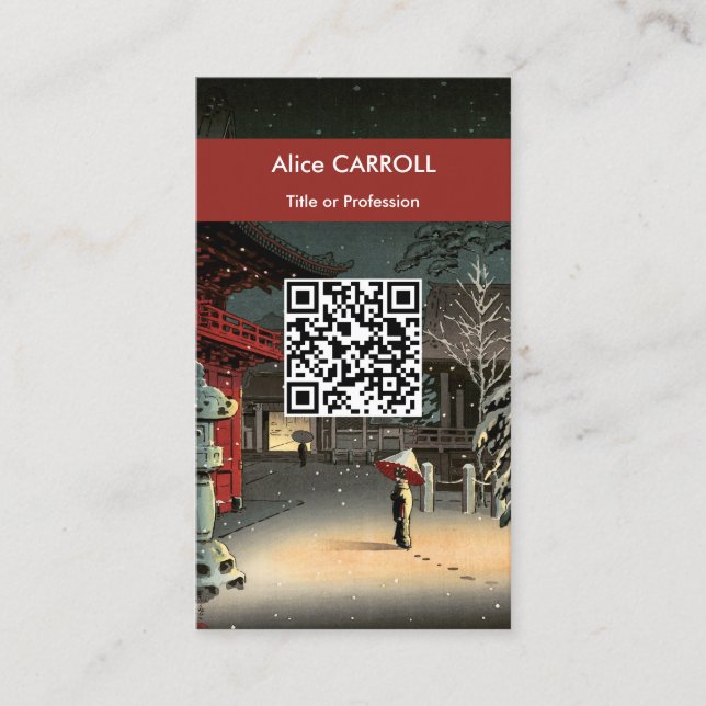 Tarjeta De Visita Tsuchiya Koitsu - Nieve en el santuario de Nezu -  (Anverso)