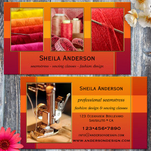 Tarjeta De Visita Tu 4 Fotos Diseño de Moda Costurera Costura