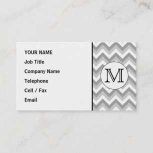 Tarjeta De Visita Tu carta. Monograma del patrón zigzag gris.