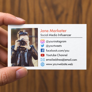 Tarjeta De Visita Tu Foto   Iconos de Medios Sociales Youtube, Sitio