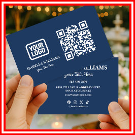 Tarjeta De Visita Tu Logo Aquí Simple Moderno Azul Marino Sitio Web 