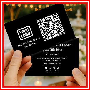 Tarjeta De Visita Tu Logo Aquí Simple Moderno Código QR Sitio Web Ne