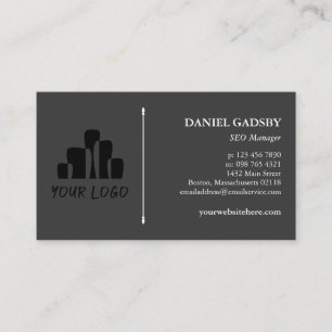 Tarjeta De Visita Tu logotipo blanco gris oscuro Minimalista práctic