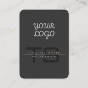 Tarjeta De Visita Tu logotipo y código QR Gris oscuro moderno