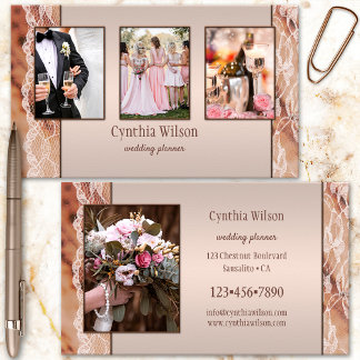 Tarjeta De Visita Tu planificador de bodas de encaje de chocolate de