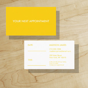 Tarjeta De Visita Tu Próxima Cita Amarillo Brillante Dorado