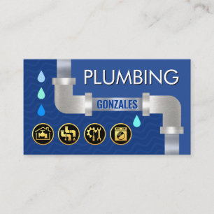 Tarjeta De Visita Tubería de agua que gotea de plata Fontanería