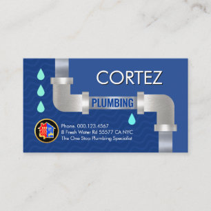 Tarjeta De Visita Tubería de agua que gotea de plata Fontanería