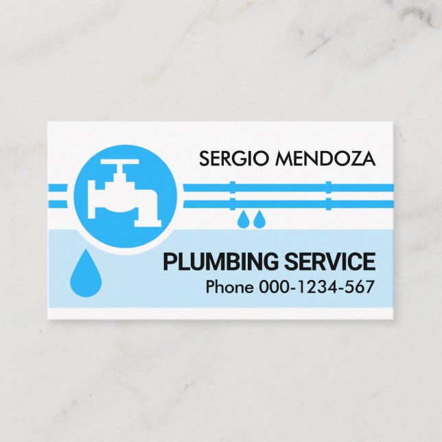Tarjeta De Visita Tubería de fontanería azul (Anverso)