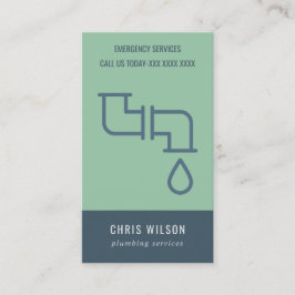 TARJETA DE VISITA TUBERÍAS DE SERVICIO MINT GREEN NAVY PLUMBER
