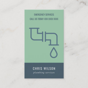 TARJETA DE VISITA TUBERÍAS DE SERVICIO MINT GREEN NAVY PLUMBER