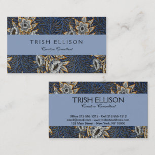 Tarjeta De Visita Tulipán de sauce patrón azul floral de William Mor