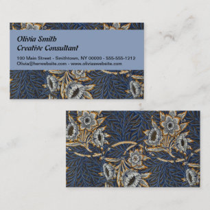 Tarjeta De Visita Tulipán de sauce patrón azul floral de William Mor