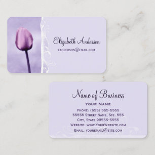 Tarjeta De Visita Tulipán Púrpura Floral Lavanda