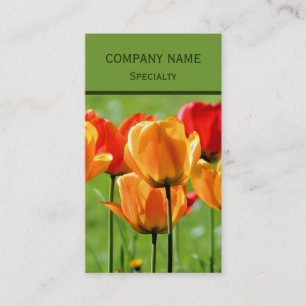 Tarjeta De Visita Tulipanes amarillos y rojos