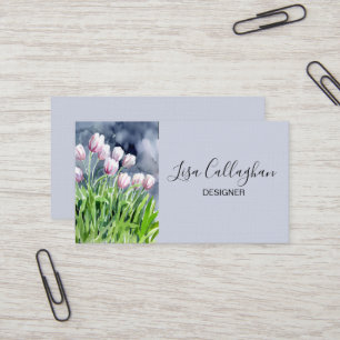 Tarjeta De Visita Tulipanes rosas y blancos