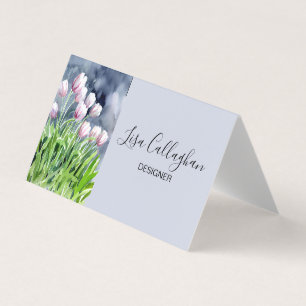 Tarjeta De Visita Tulipanes rosas y blancos