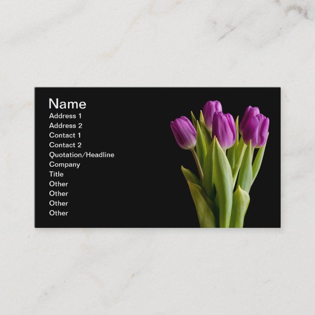 Tarjeta De Visita Tulipanes violetas (Anverso)