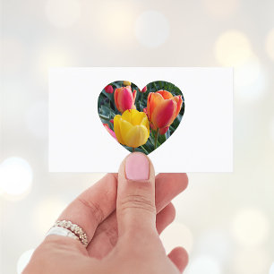 Tarjeta De Visita Tulips Blossoms Forma de corazón Foto