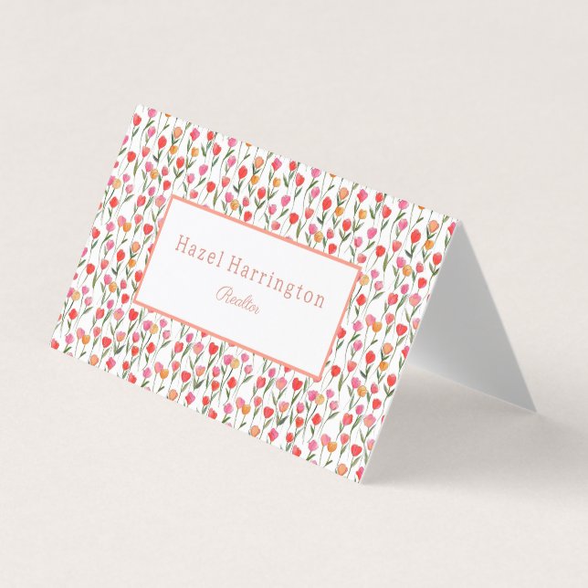 Tarjeta de visita Tulips de color de agua personal (Anverso)