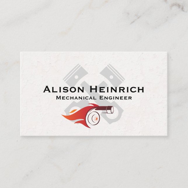 Tarjeta De Visita Turbo Fire | Pistones (Anverso)