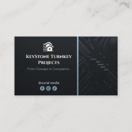 Tarjeta De Visita Turnkey Construction Services | Minimalist Black