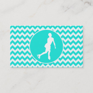 Tarjeta De Visita Turquesa, Aqua Color Chevron; patinaje artístico