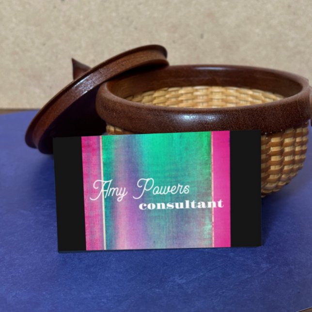 Tarjeta De Visita turquesa brillante y audaz y rosa sobre negro (Subido por el creador)