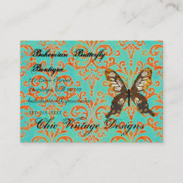 Tarjeta De Visita Turquesa del boutique de la mariposa y Dama