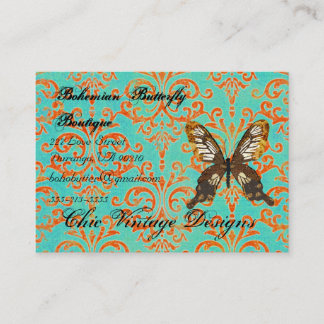 Tarjeta De Visita Turquesa del boutique de la mariposa y Dama