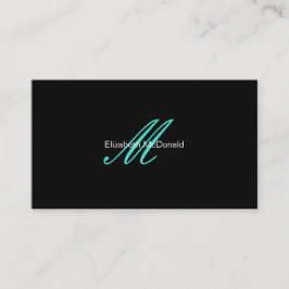 Tarjeta De Visita Turquesa elegante simple y negro