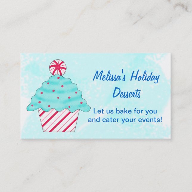Tarjeta De Visita Turquesa, Pepperminable Navidad Pastel de torta (Anverso)