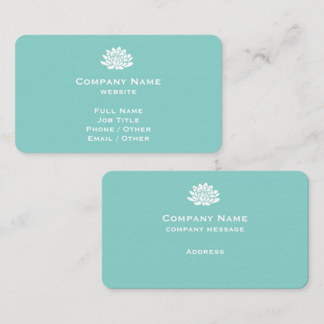 Tarjeta de visita turquesa personalizable (Anverso / Reverso)