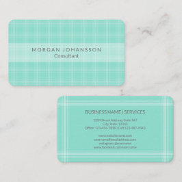 Tarjeta De Visita Turquesa Verde azulada Plata Simple Stripe Moderno