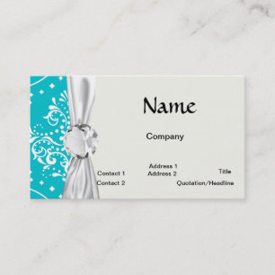 Tarjeta De Visita turquesa y henna estilo damasco blanco